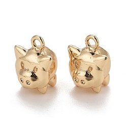 Light Gold Стойки обшивки латунные подвески, долговечный, без свинца и без кадмия, свинья, золотой свет, 11.5x9x9 мм, отверстие : 1.4 мм