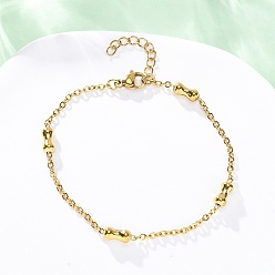 Золотой 304 женские браслеты-цепочки из нержавеющей стали., арахис, ионное покрытие (ip), золотые, 6-3/4 дюйм (17.2 см)