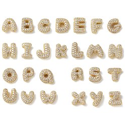 Letter Латунные микро проложить кубического циркония бусы, стойки покрытие, долговечный, реальный 18 k позолоченный, буквы, 9~10.5x6.5~11.5x4.5~5.5 мм, отверстие : 2.5~3.5x2 мм