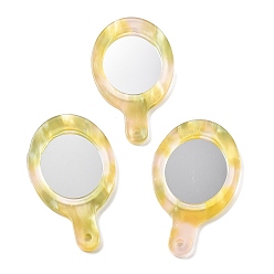 Шампанско-Желтый Непрозрачные подвески из ацетата целлюлозы, зеркало, шампанское желтый, 50x28x2.5 мм, отверстие : 2.5 мм