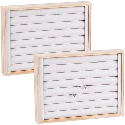 Белый Доски для показа деревянных колец, покрыт искусственной кожей, прямоугольные, белые, 24.1x18x3.1 см