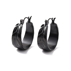 Electrophoresis Black Ионное покрытие (ip) 304 толстые серьги-кольца из листа нержавеющей стали для женщин, электрофорез черный, 20.5x19.5x8 мм, штифты : 0.5 мм