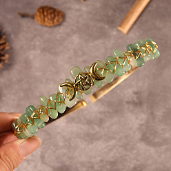 Зеленый Авантюрин Резинки для волос из натурального зеленого авантюрина, корона для волос, для женщин девушек, 250x170x50 мм