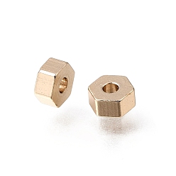 Light Gold Brass Beads, Hexagon, Rack Plating, Long-Lasting Plated, Light Gold, 4.5x4.5x2mm, Hole: 1.5mm