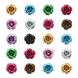 Gemischte Farbe 50 Stück 10 Farben Aluminiumperlen, matt, langlebig überzogen, 5-Blütenblatt Blüte, Gemischte Farbe, 7.5~8x5 mm, Bohrung: 1 mm, 5 Stk. je Farbe
