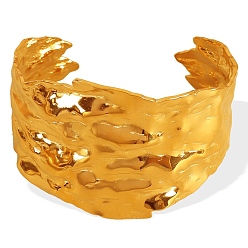 Золотой Браслеты-манжеты из нержавеющей стали для женщин, текстура, золотые, 6-7/8 дюйм (17.6 см)