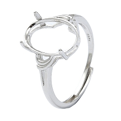 Платинированный Регулируемые 925 настройки для колец-солитеров из стерлингового серебра, 4 настройки колец зубцов, Реальная платина, 2~4 мм, внутренний диаметр: 17.8 мм