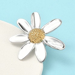 Золотой & Цвет Нержавеющей Стали 304 из нержавеющей стали манжеты кольца, цветок, без кадмия и без свинца и без никеля, золотые и нержавеющая сталь цвет, 50.5x46.5 мм, размер США 7 1/4 (17.5 мм)