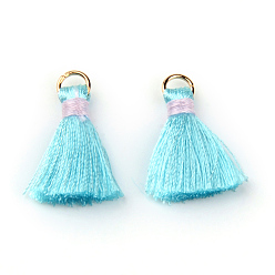 Бирюза Нейлоновые нитки, С золотыми железными кольцами, Случайные потоки привязки цвета, бирюзовые, 13~16 мм