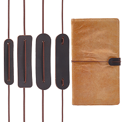 Coffee 4Sets 4 Sizes Leather Notebook Protective Cover, Rectangle, Coffee, 60~75x13~21x2mm, Hole: 2.5~3mm, 1set/style