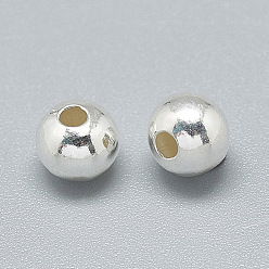 Silver 925 Sterling Silver Beads, Round, Silver, 5mm, Hole: 2.5mm