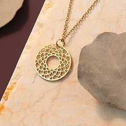 Золотой 201 ожерелья из нержавеющей стали с полыми чешуйками в форме пончика, золотые, 15.75 дюйм (40 см)