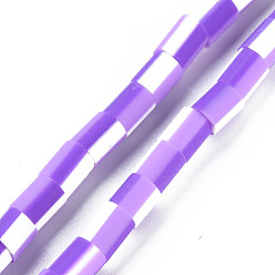 Темно-Фиолетовый Ручной полимерные нити глины шарик, колонка, темно-фиолетовый, 5x2.5~6.5 мм, отверстие : 1.6~1.8 мм, около 62~68 шт / нитка, 15.28 дюйм ~ 15.55 дюйм (38.8 см ~ 39.5 см).