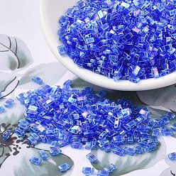 (HTL261) Transparent Sapphire AB MIYUKI Half TILA Beads, Japanese Seed Beads, 2 Hole, (HTL261) Transparent Sapphire AB, 5x2.3x1.9mm, Hole: 0.8mm, about 2500pcs/100g