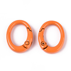 Темно-Оранжевый Окрашенные распылением пружинные кольца из сплава, овальные, темно-оранжевый, 19.5x15x4.5 мм