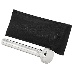 Platino Aspersor de agua bendita cristiano de bolsillo de latón con estuche de cuero sintético, Platino, 125x30 mm