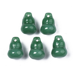 Sea Green Imitation Jade Glass Pendants, Gourd/ Calabash Charms, Sea Green, 11~12x16mm, Hole: 1.5mm