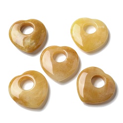 Топаз Нефрит Полые подвески из натурального топаза и нефрита, сердце прелести, 39~40x39.5~40x9.5~10 мм, отверстие : 13.5~14 мм