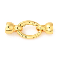 Plaqué 18K Or Véritable Placage en rack fermoirs rabattables en laiton, ovale, sans plomb et sans cadmium, plaqué longue durée, réel 18 k plaqué or, 22x40mm, Trou: 1.4mm