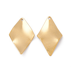 Rhombus 304 подвески из нержавеющей стали, золотые, ромб шаблон, 26x16x1~2 мм, отверстие : 1.2 мм