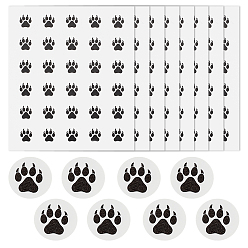 Paw Print Pegatinas decorativas de PVC con puntos redondos, calcomanías autoadhesivas impermeables para el plan diario, diy scrapbooking, impresión de la pata, 100x85 mm, etiqueta: 12.5x12.5 mm