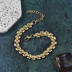 Золотой 304 браслеты из нержавеющей стали с овальными звеньями для женщин, ионное покрытие (ip), золотые, 7-1/4x1/4 дюйм (18.4x0.8 см)