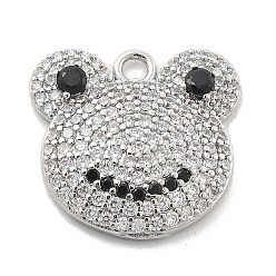 Платина Латунные микро проложить кубического циркония подвески, лягушка, без свинца и без кадмия, долговечный, платина, 20.5x21x4 мм, отверстие : 2 мм