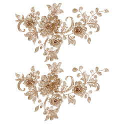 (932FM) Темно-синий аква-матовый с подкладкой 2 шт. полиэфирное кружево для вышивки и шитья, аксессуары для одежды diy, цветок, темно-золотистые, 340x220x1~8.5 мм