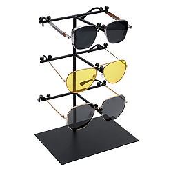 Negro Soportes de exhibición de hierro para gafas de sol con base rectangular., negro, 18.2x13x26.3 cm