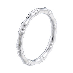 Edelstahl Farbe Anlaufgeschützter 201 Fingerring aus Edelstahl mit Bambusaufkleber für Männer und Frauen, Edelstahl Farbe, us Größe 8 (18.1 mm)