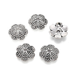 Античное Серебро Тибетском стиле сплав шарик крышки, цветок, античное серебро, 12x12x3 мм, отверстие : 1.6 мм, Около 1123 шт / 500 г
