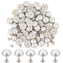 Серебро 200шт. пластиковые кнопки, полукруглый, серебряные, 10x5 мм