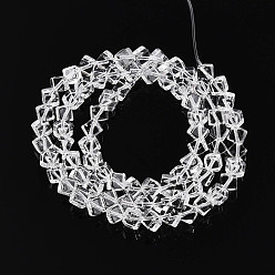 Хрусталь Природных кристаллов кварца бисер нитей, класс А, кубические бусины из горного хрусталя, 5~6x5~6x5~6 мм, отверстие : 0.8 мм, около 75~77 шт / нитка, 15.35~15.55 дюйм (39~39.5 см)