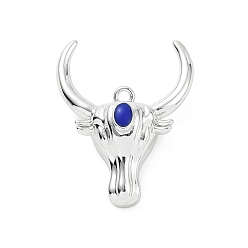 Платина Эко-подвески с покрытием из латуни и эмали, без кадмия и без свинца, долговечный, оберег на голову крупного рогатого скота, платина, 21.5x17.5x7 мм, отверстие : 1.2 мм