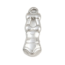 Color de Acero Inoxidable 304 encantos de acero inoxidable, dijes de traje de baño, color acero inoxidable, 15x5.5x2 mm, agujero: 1 mm