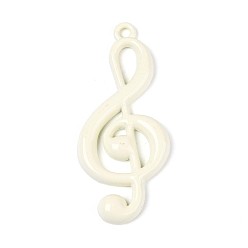 Белый Спрей окрашены сплава большие кулоны, музыкальная нота, без кадмия, без никеля и без свинца, белые, 65.5x28x5 мм, отверстие : 3 мм