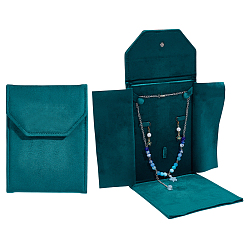Зеленый Бархатные мешочки для хранения ювелирных изделий с откидной крышкой, для сережек, ожерелий, колец, rcetangle, зелёные, 21x15.5x2 см