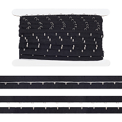 Черный 1 ряды 1 крючки бюстгальтер из полиэстера железные застежки, эластичный бюстгальтер, чёрные, 28x1.5~4 мм, 3 ярдов / карта