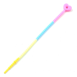 Бледно-Розовый Силиконовые кабельные стяжки в форме сердца, завязки, многоразовые стяжки, розовый жемчуг, 210x19x7 мм