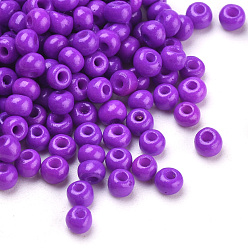 Dark Violet Baking Paint Glass Seed Beads, Round, Dark Violet, 3x1.5~3mm, Hole: 1mm, about 10000pcs/bag, about 450g/bag