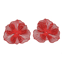 Красный Окрашенные распылением железные колпачки, цветок, красные, 37x39x7 мм, отверстие : 1.4 мм