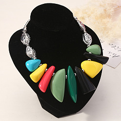 Разноцветный Ожерелья из нерегулярных бусин из смолы, ювелирные изделия из сплава для женщин, платина, красочный, 17.72 дюйм (45 см)