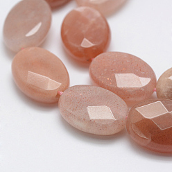 Sunstone Natural Sunstone Beads Strands, Faceted, Oval, 18x13x6mm, Hole: 1mm, about 22pcs/strand, 15.5 inch(39.5cm)