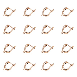 Золотой Латунные серьги-кольца с застежкой сзади, золотые, 17x13 мм, штифты : 1.5 мм