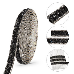Черный Декоративная лента со стразами, аксессуары для костюма, чёрные, 12x2 мм