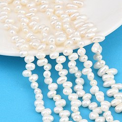Blanc Brins de perles de culture d'eau douce naturelles, riz, note 3a++, top foré, blanc, 5~6mm, Trou: 0.5mm, Environ 75~76 pcs/chapelet, 13.86'' (35.2 cm)