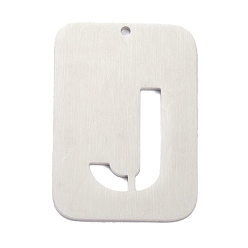 Letter J Anlaufgeschützt 304 Anhänger aus Edelstahl, Rechteck mit Alphabet, hohl, letter.j, 32x22x1 mm, Bohrung: 1.5 mm