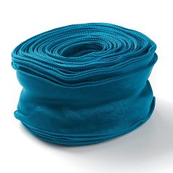 Темно-бирюзовый Лентой из органзы, прозрачная шифоновая лента с проволокой, для упаковки пакетов, заколки-бантики для волос изготовление аксессуаров, темные бирюзовый, 2-1/8 дюйм (55 мм), около 37.18~38.28 ярдов (34~35 м) / мешок