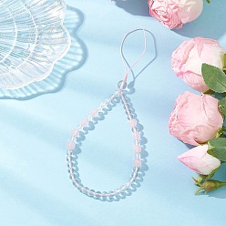 Pink Мобильные ремешки из натурального розового кварца, с нейлоновой нитью, розовые, 218 мм