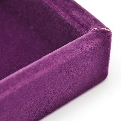 Dark Orchid Wooden Cuboid Jewelry Presentation Boxes, Covered with Velvet, 6 Compertments, Dark Orchid, 20x15.2x3.2cm